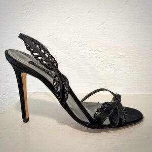 Collette Dinnigan Beaded Satin Stiletto Heels, Hand Made In Italy, Sz. 8 (38)